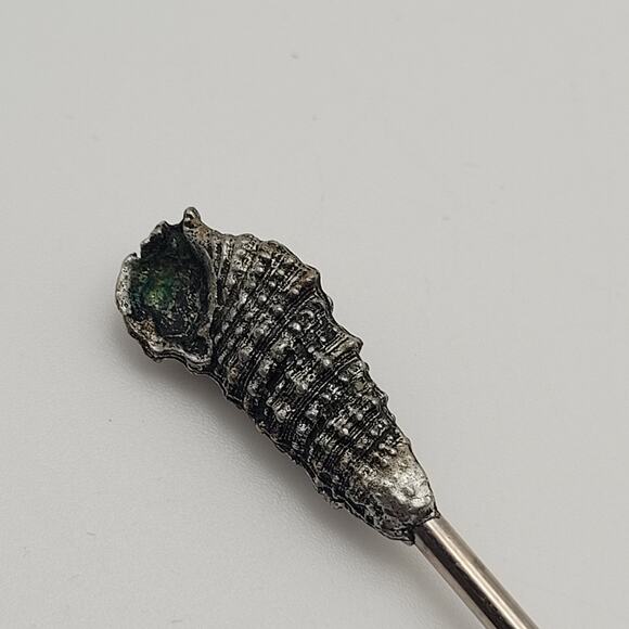 Vintage Seashell Cocktail Picks Set of 5 Antiqued Pewter Designs by Metzke - Picture 3 of 5